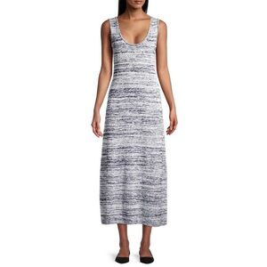 MaxMara Leisure Biglia Marbled‎ Navy Blue Knit Sleeveless Midi Dress Size XL